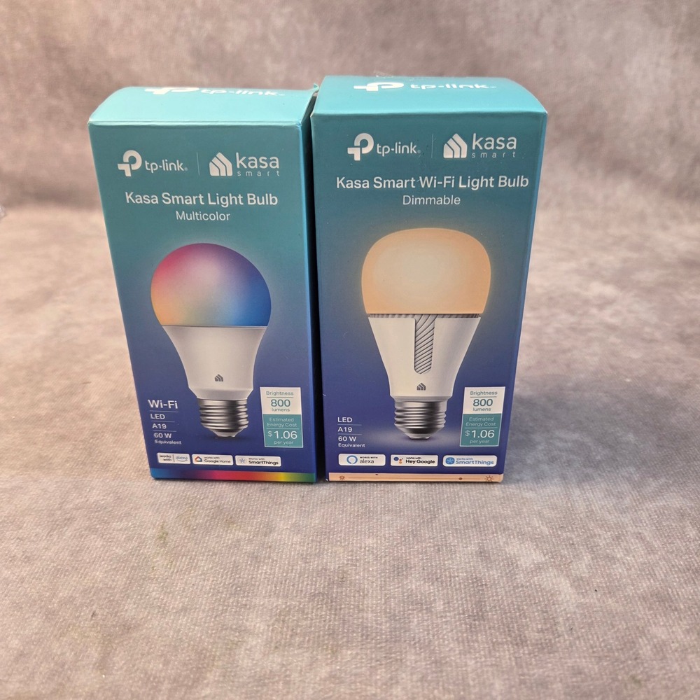 TP-Link Kasa Smart Wi-Fi LED Light Bulb 2pk KL125 Multicolor & KL110 Dimmable